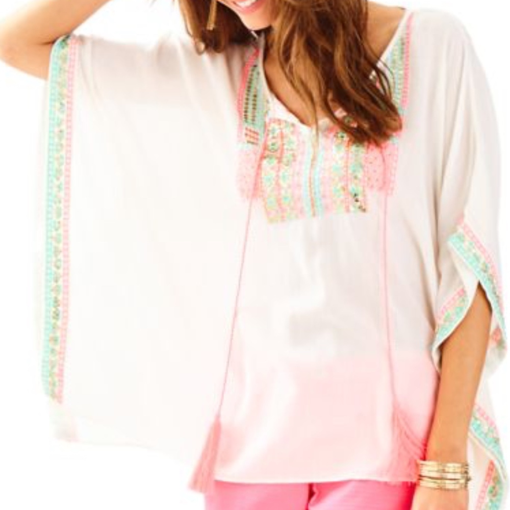 Lilly Pulitzer White Embroidered Caftan Cover Up